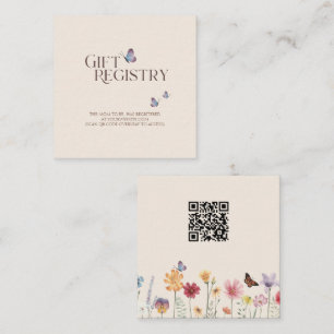 Pastell Fjäril Blomma Bebis Shower Gåvoregister Tilläggskort