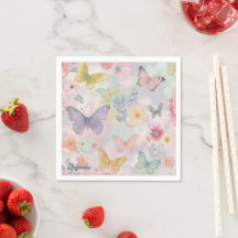 Pastell Fjäril Blommig Rosa Lila Temapartaj