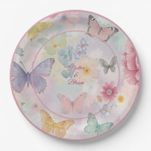 Pastell Fjäril Blommig Tema, Fladdrande Blomning F