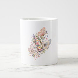 Pastell Fjäril Födelsedags Trädgård Jumbo Mugg