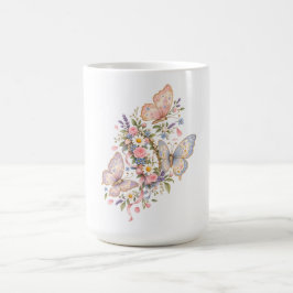 Pastell Fjäril Födelsedags Trädgård Kaffemugg