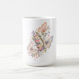Pastell Fjäril Födelsedags Trädgård Kaffemugg