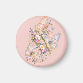 Pastell Fjäril Födelsedags Trädgård Magnet