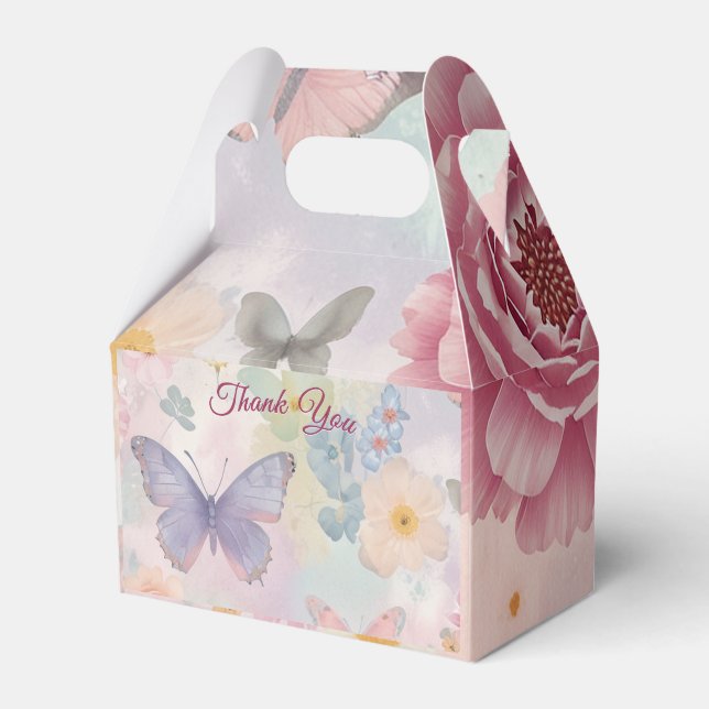 Pastell Fjärilar & Blommor Trädgård Födelsedagsfes Presentaskar (Framsidan Sidan)