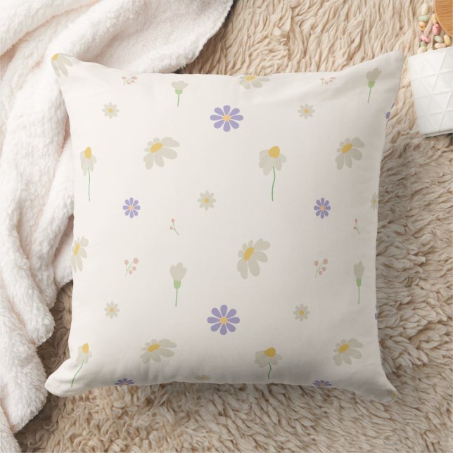 Pastell Fjärilsblomma Blommönster Kudde (Filt)