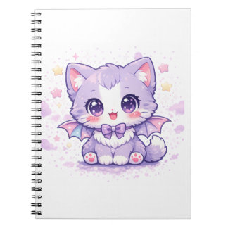 Pastell Fladdermus Kattunge Kawaii Lavendel Bevin Anteckningsbok