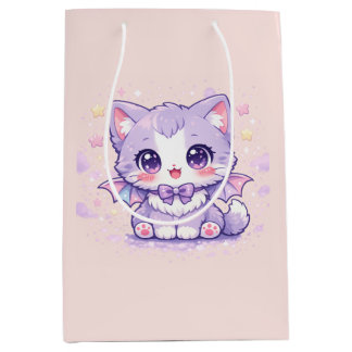 Pastell Fladdermus Kisse Kawaii Lavendel Bevingad