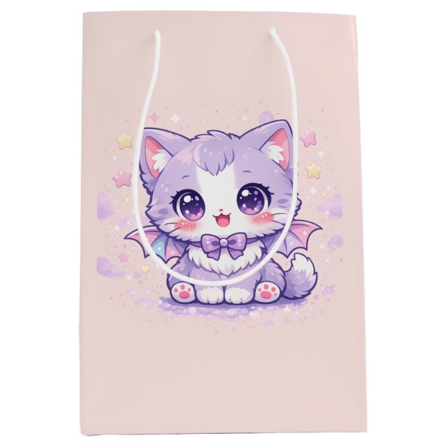 Pastell Fladdermus Kisse Kawaii Lavendel Bevingad  (Framsidan)
