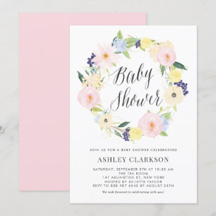 Pastell Flerfärgad Krans Baby Shower Inbjudan