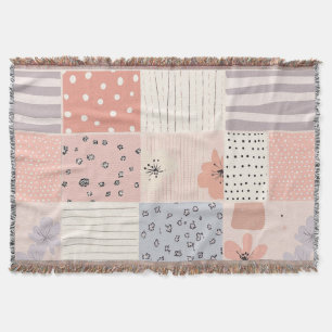 Pastell Flerfärgad Lappteknik Quilt i Rosa och Blå Filt
