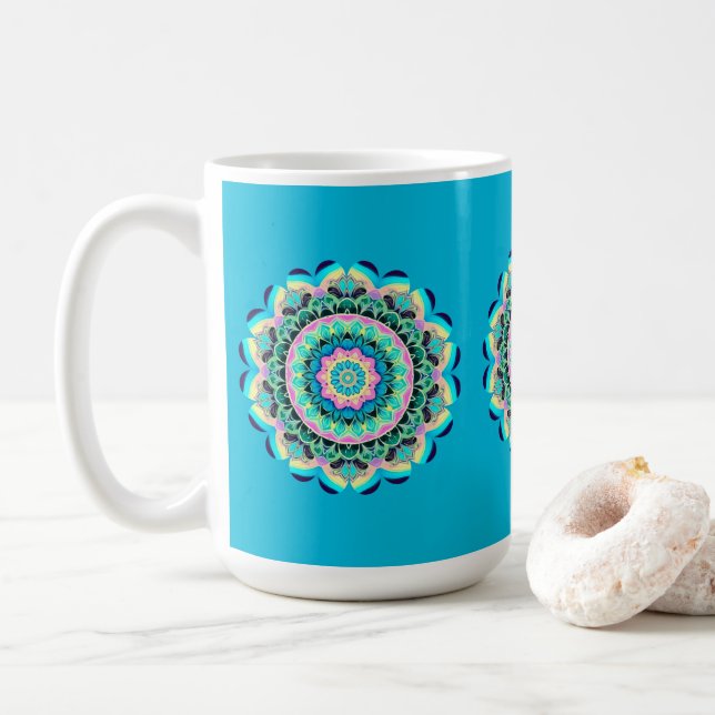 Pastell Flerfärgad Mandala-mugg Kaffemugg (Med munk)