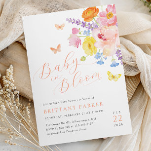 Pastell Flicka Blomsterträdgård Baby Shower Inbjud Inbjudningar
