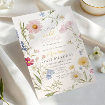 Pastell Flicka med vilda blommor 1-årsdag