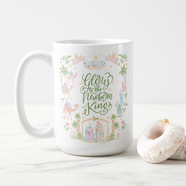 Pastell Födelse | Ära åt den nyfödde Konungen Kaffemugg (Med munk)
