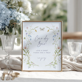 Pastell Födelsedagsfest för Brud med Vilda Blommor Poster