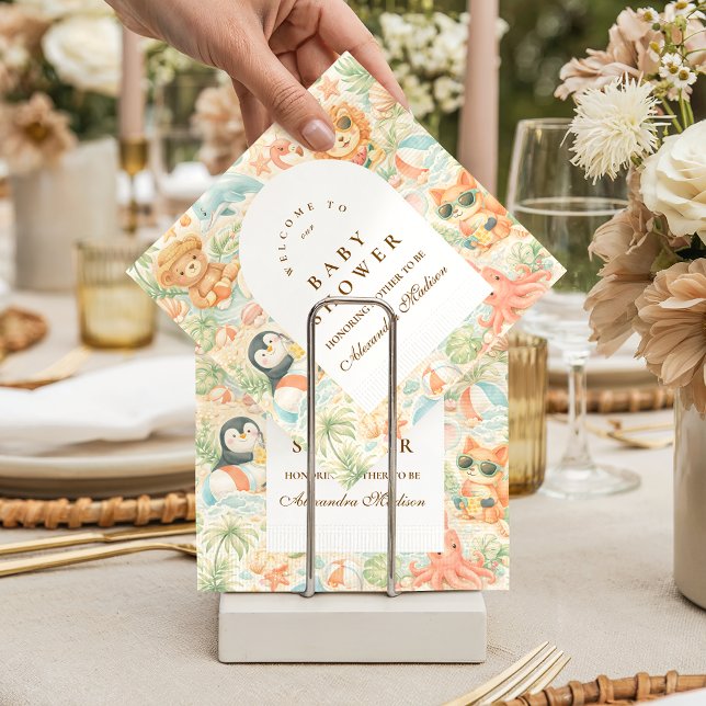 Pastell Födelsedagsfest För Sommarens Djur Unga Ba Pappersservett (Skapare uppladdad)