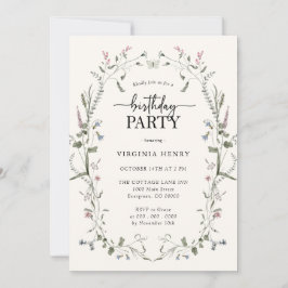 Pastell Födelsedagsfest Inbjudan med Blommor