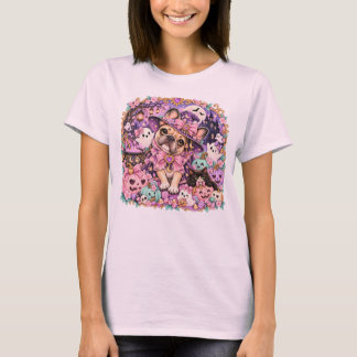 Pastell Frenchie Häxa Cute Halloween T Shirt