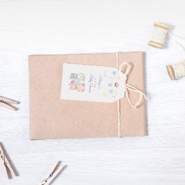 Pastell Fyllda Leksaker Söt Baby Shower Monogram Presentetikett