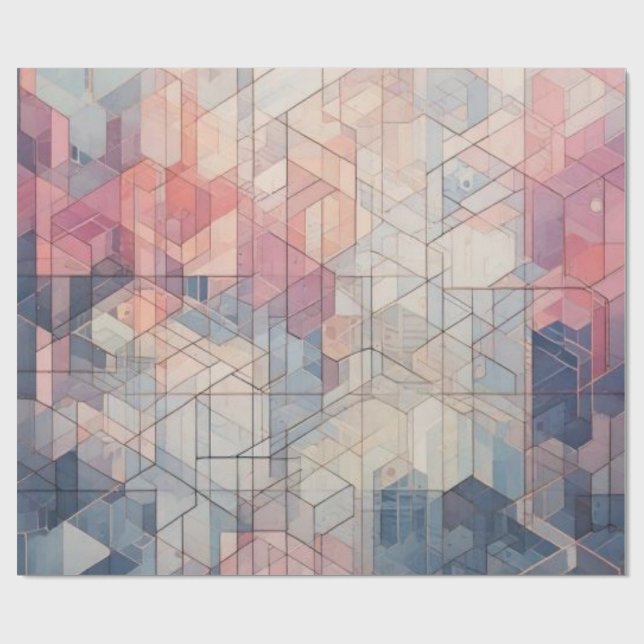 Pastell Geometrisk Dröm – Modernt Abstrakt Mönster Presentpapper (Platt)