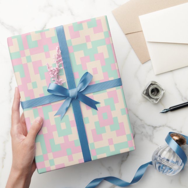 Pastell Geometrisk Pixelkonst Sömlöst Mönster Presentpapper (Gifting)