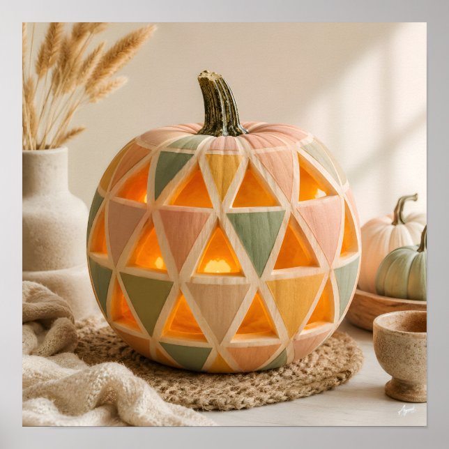 Pastell Geometrisk Pumpa Poster (Framsidan)