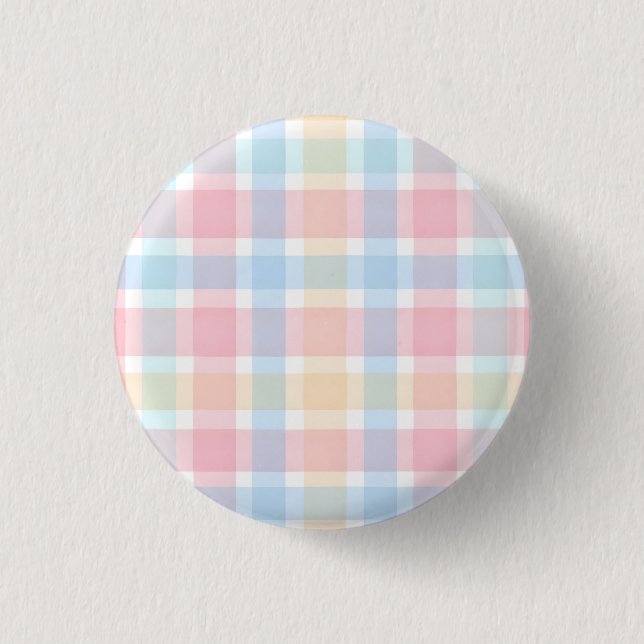 Pastell Gingham – Mjukt Vattenfärg Mönster Knapp (Framsida)