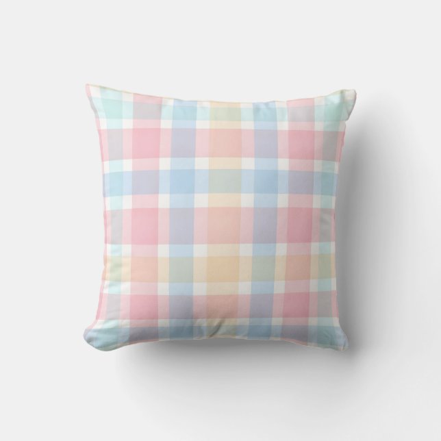 Pastell Gingham – Mjukt Vattenfärg Mönster Kudde (Framsida)