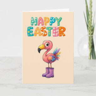 PASTELL GLAD PÅSK FLAMINGO KORT