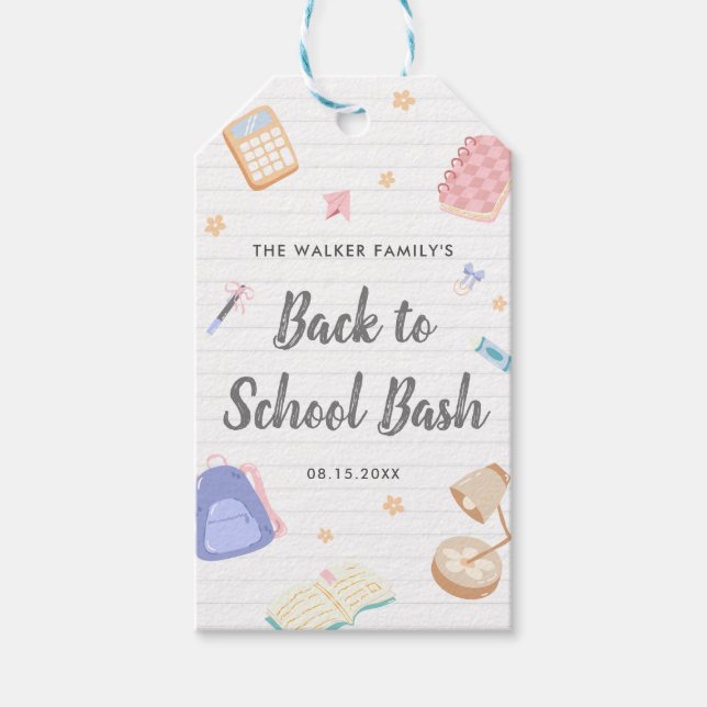 Pastell Glad Tillbaka Till Skolan Bash-fest Presentetikett (Framsidan)
