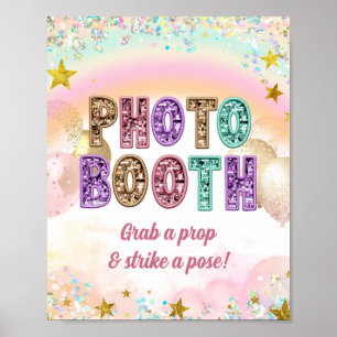 Pastell Glitter Glitter Dubbel Födelsedags Fotoaut Poster