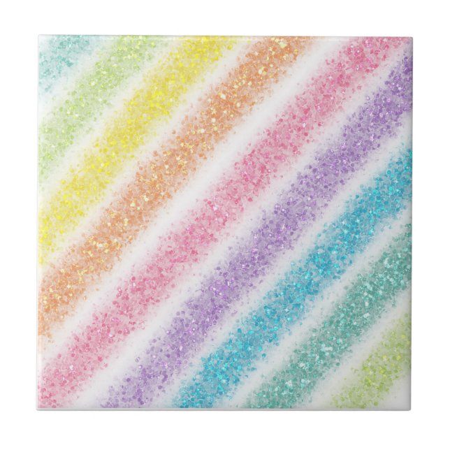 Pastell Glitter Regnbåge Kakelplatta (Framsidan)