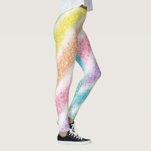 Pastell Glitter Regnbåge Leggings