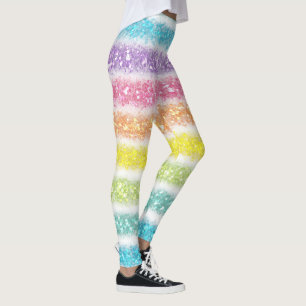 Pastell Glitter Regnbåge Leggings