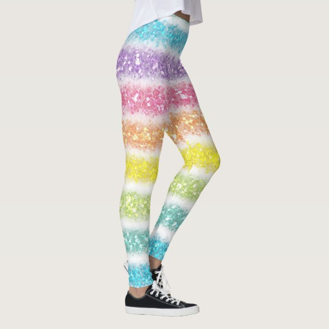 Pastell Glitter Regnbåge Leggings (Höger)