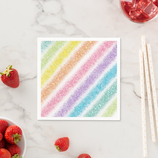 Pastell Glitter Regnbåge Pappersservett (Insitu)
