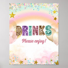 Pastell Glitter Sekvens Dubbel Födelsedagsdryck Sk Poster