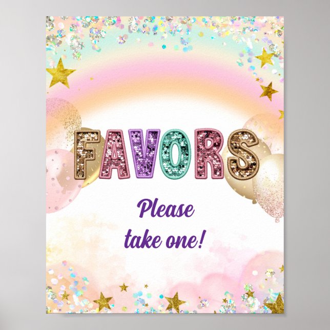 Pastell Glitter Sekvens Dubbel Födelsedagspresent  Poster (Framsidan)