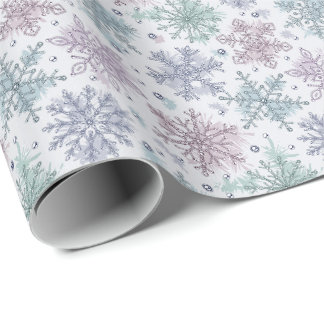 Pastell Glitter Snöflingor Mönster Presentpapper