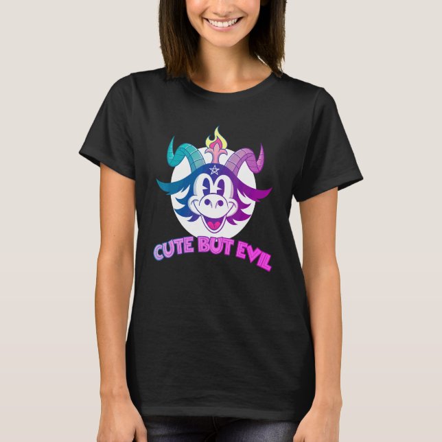 Pastell Goth Baphomet Söt Men Ond T Shirt (Framsida)