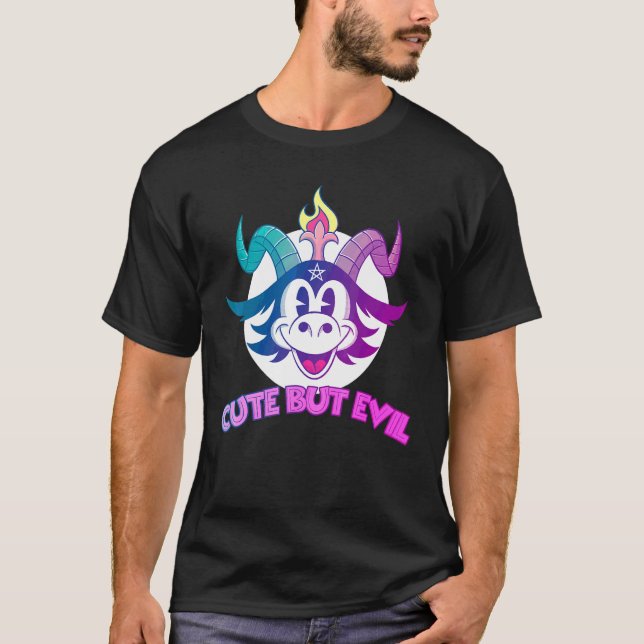 Pastell Goth Baphomet Söt Men Ond T Shirt (Framsida)