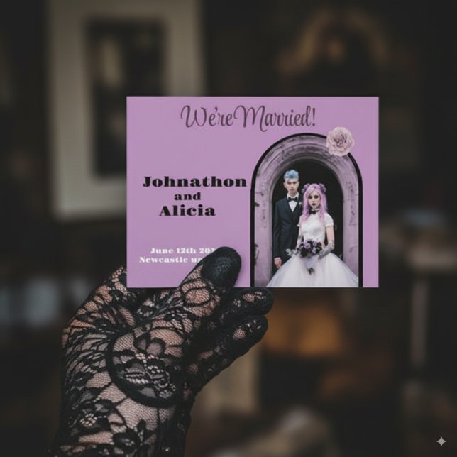 Pastell Goth Bröllops Annonserings Postkort Meddelande Vykort (Skapare uppladdad)