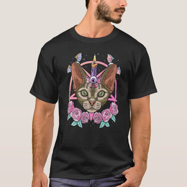 Pastell Goth Devon Rex Pagan Kuslig Menhera Devon  T Shirt (Framsida)
