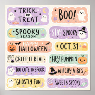 Pastell Goth Halloween söta spöken Poster