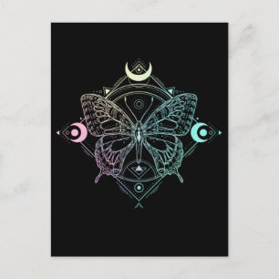 Pastell Goth Mån Goth Wicca Halvmåne Fjäril Vykort