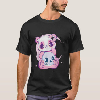 Pastell Goth Panda Och Döskallar Kuslig Anime Ga T Shirt