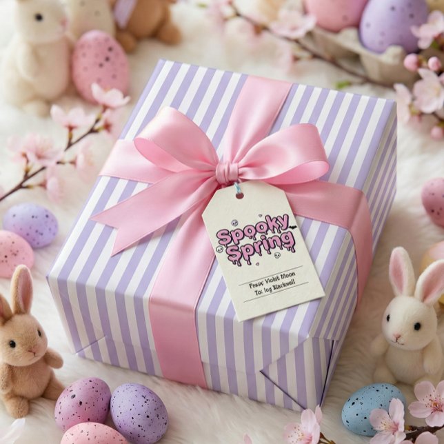 Pastell Goth Påsk Lavendel Randig Alternativ Presentpapper (Pastel Goth Easter Lavender Striped Alternative Wrapping Paper)