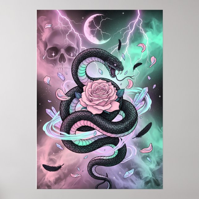 Pastell Goth Serpent & Ros Poster (Framsidan)
