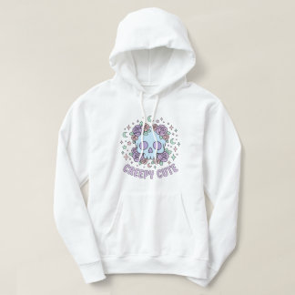 Pastell Goth Skalle Blommig Kuslig Söt Estetisk Ko Hoodie