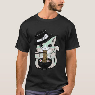 Pastell Goth Söt Katt Äter Nudlar Under Månen T Shirt